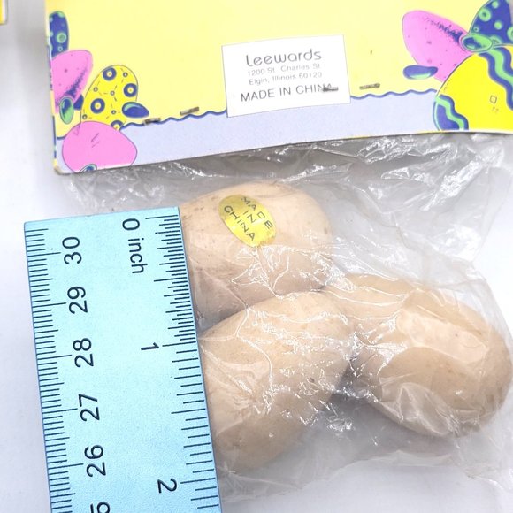 LeeWards Vintage Wooden Craft Easter Wood Eggs New Old Stock Original Package - Picture 4 of 7